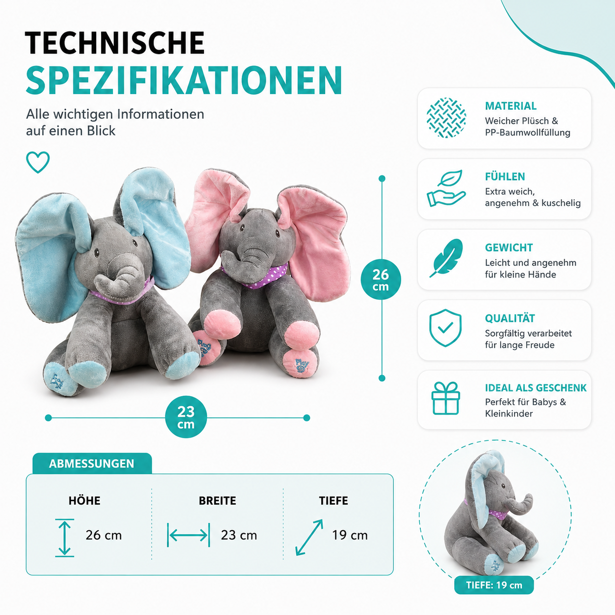 Versteckspiel Elefant Singt, Bewegt Ohren & Bringt Babys zum Lachen!