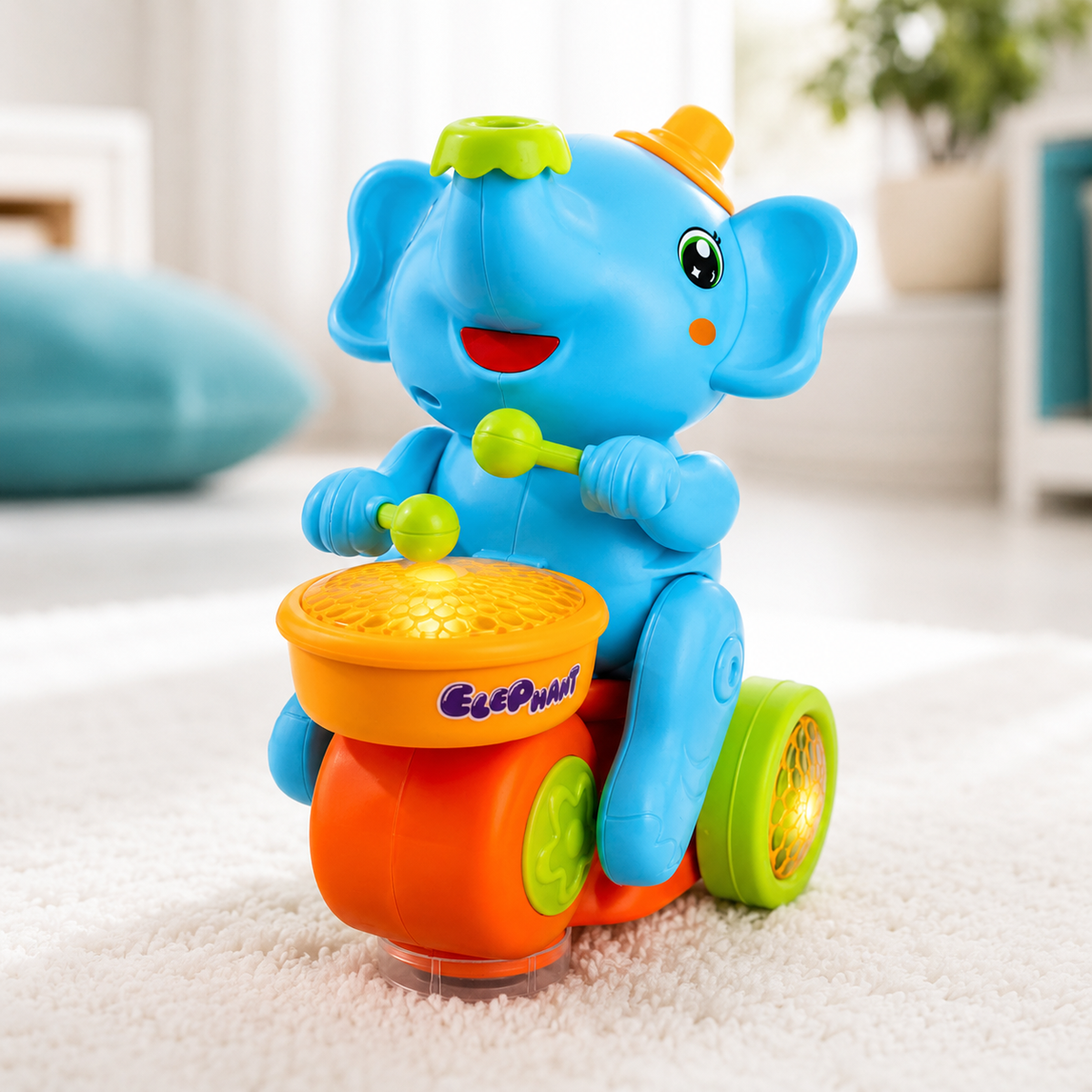 Gehendes Elefanten Musikspielzeug für Babys – mit Licht & klang Blau