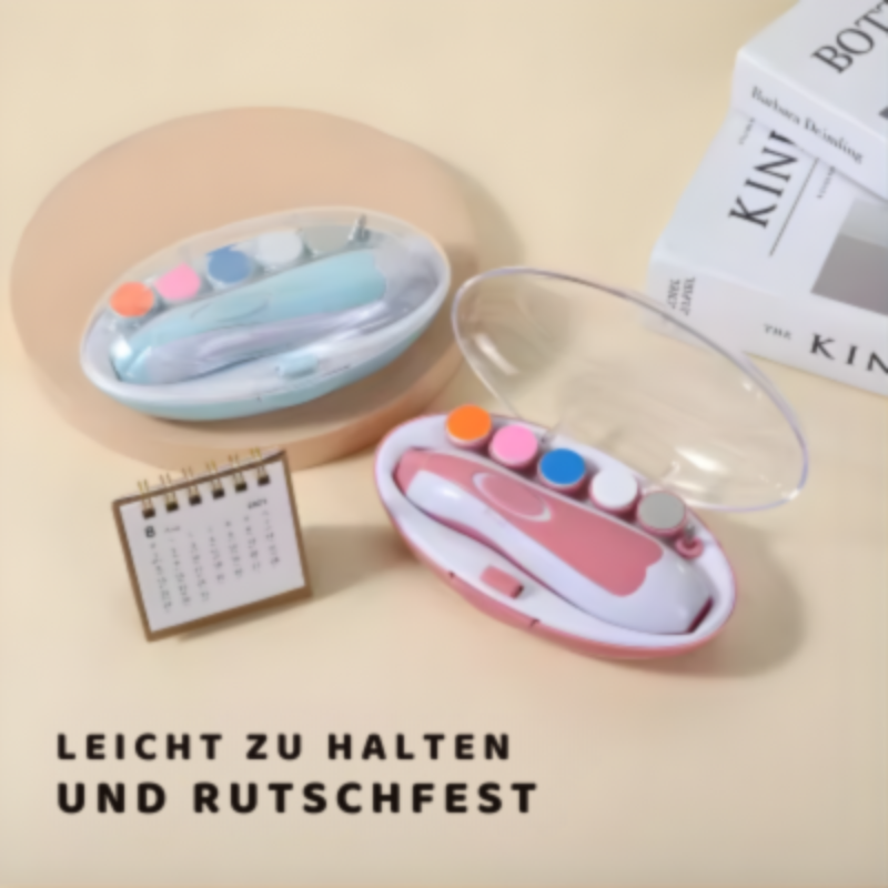Elektrischer Baby Nageltrimmer mit leisem Motor und LED Licht