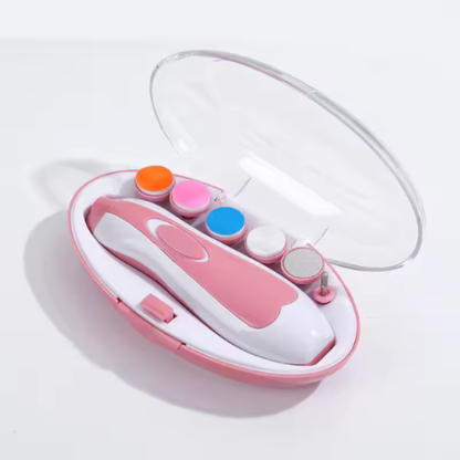 Elektrischer Baby Nageltrimmer mit leisem Motor und LED Licht Rosa