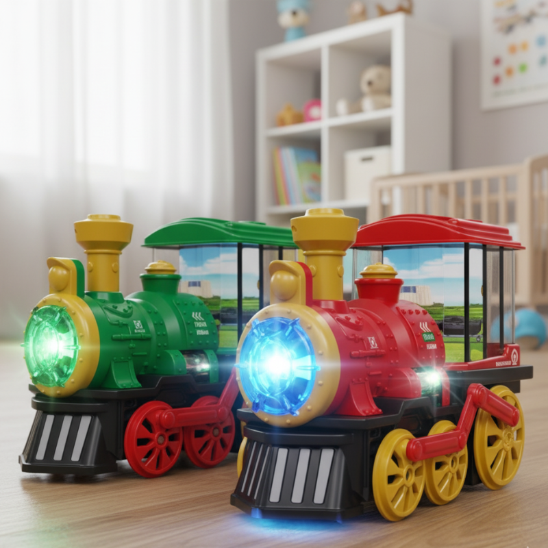 Elektrischer Spielzeug-Dampfzug für Kinder mit Licht-, klang- und Dampffunktion