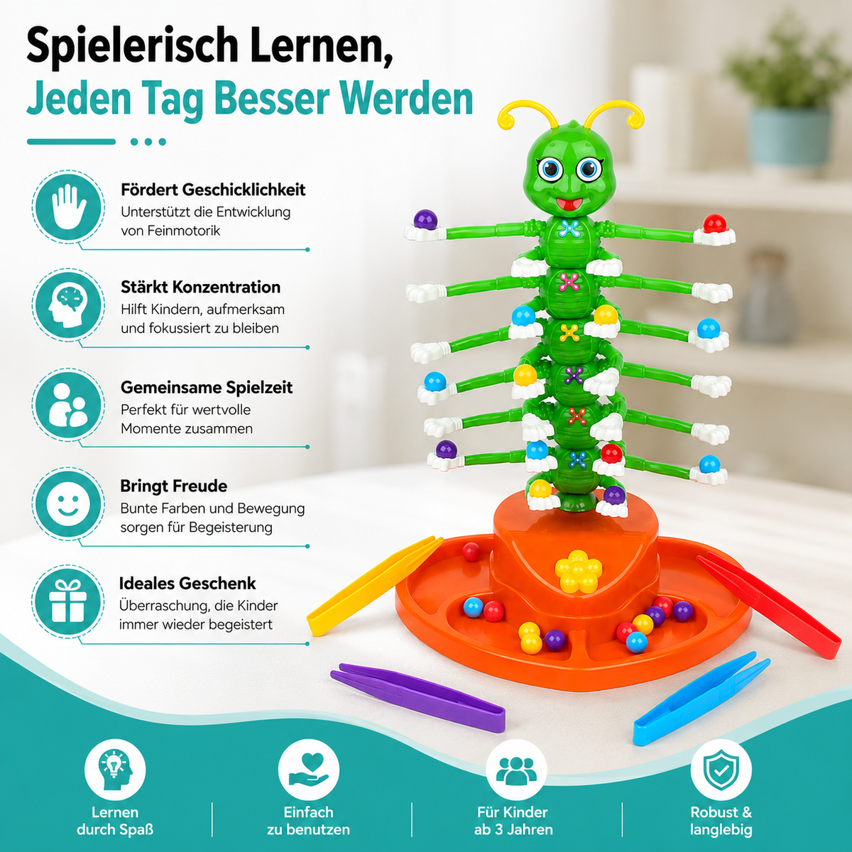 Elektrisches Raupenspiel mit Klang– Aktion & Spaß für Kinder