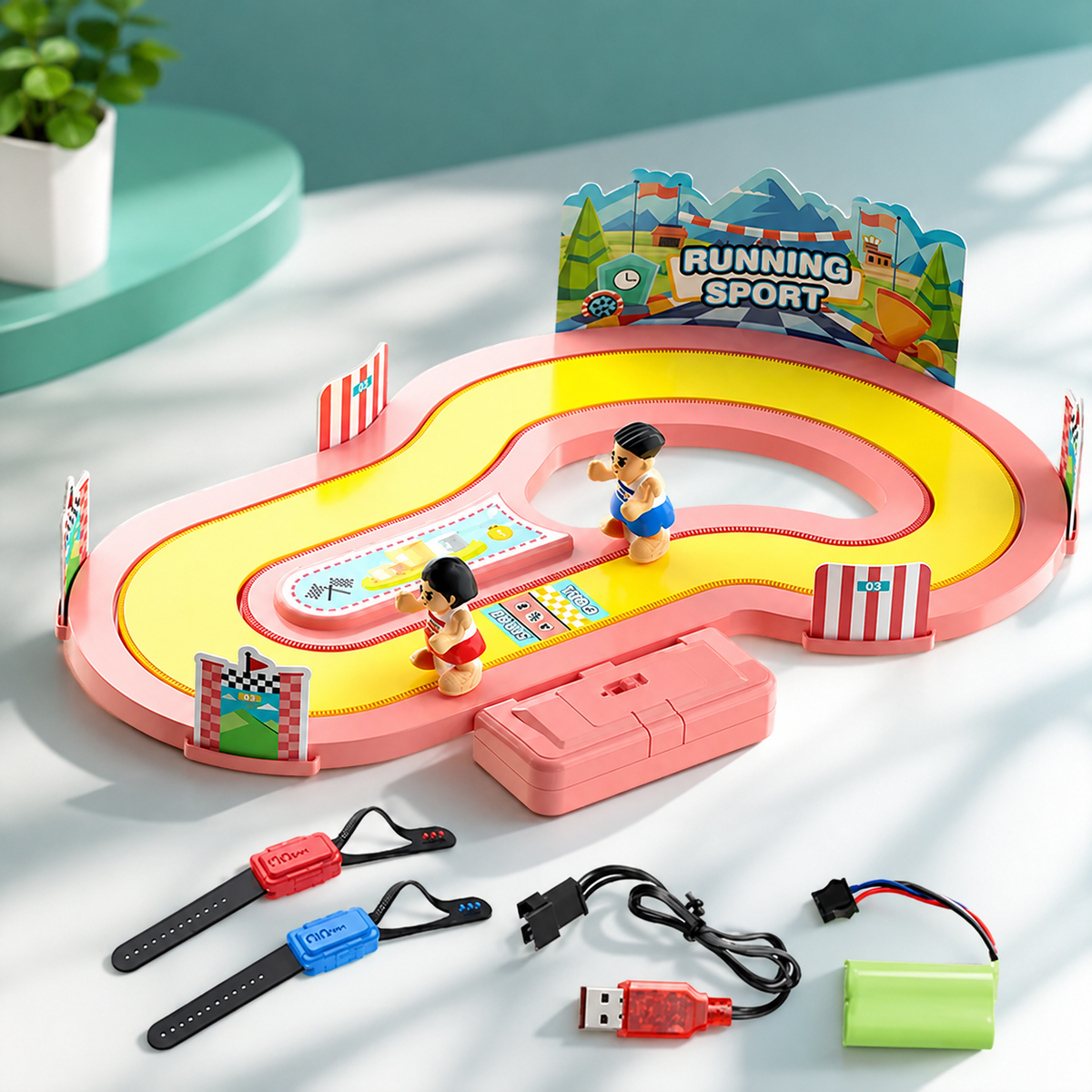 Motion Racing Spiel – Interaktives Rennspiel mit Bewegungssteuerung Rosa