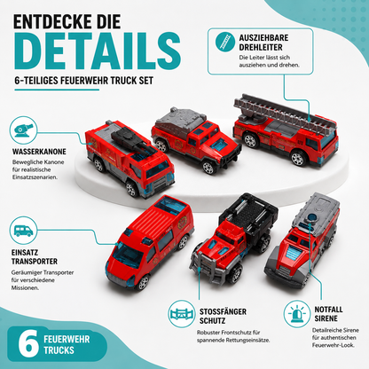 Realistische Feuerwehr Truck Spielzeug Autos – 6er Satz