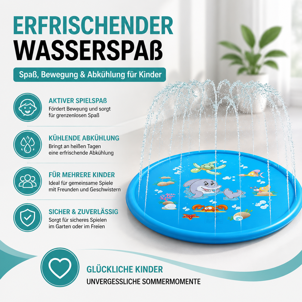 Kinder Planschmatte mit Wasser-Sprühfunktion