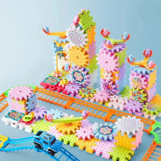Bunte Zahnräder & Bausteine – Kreatives Lernspiel für Kinder