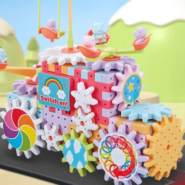 Bunte Zahnräder & Bausteine – Kreatives Lernspiel für Kinder