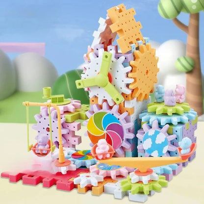 Bunte Zahnräder & Bausteine – Kreatives Lernspiel für Kinder
