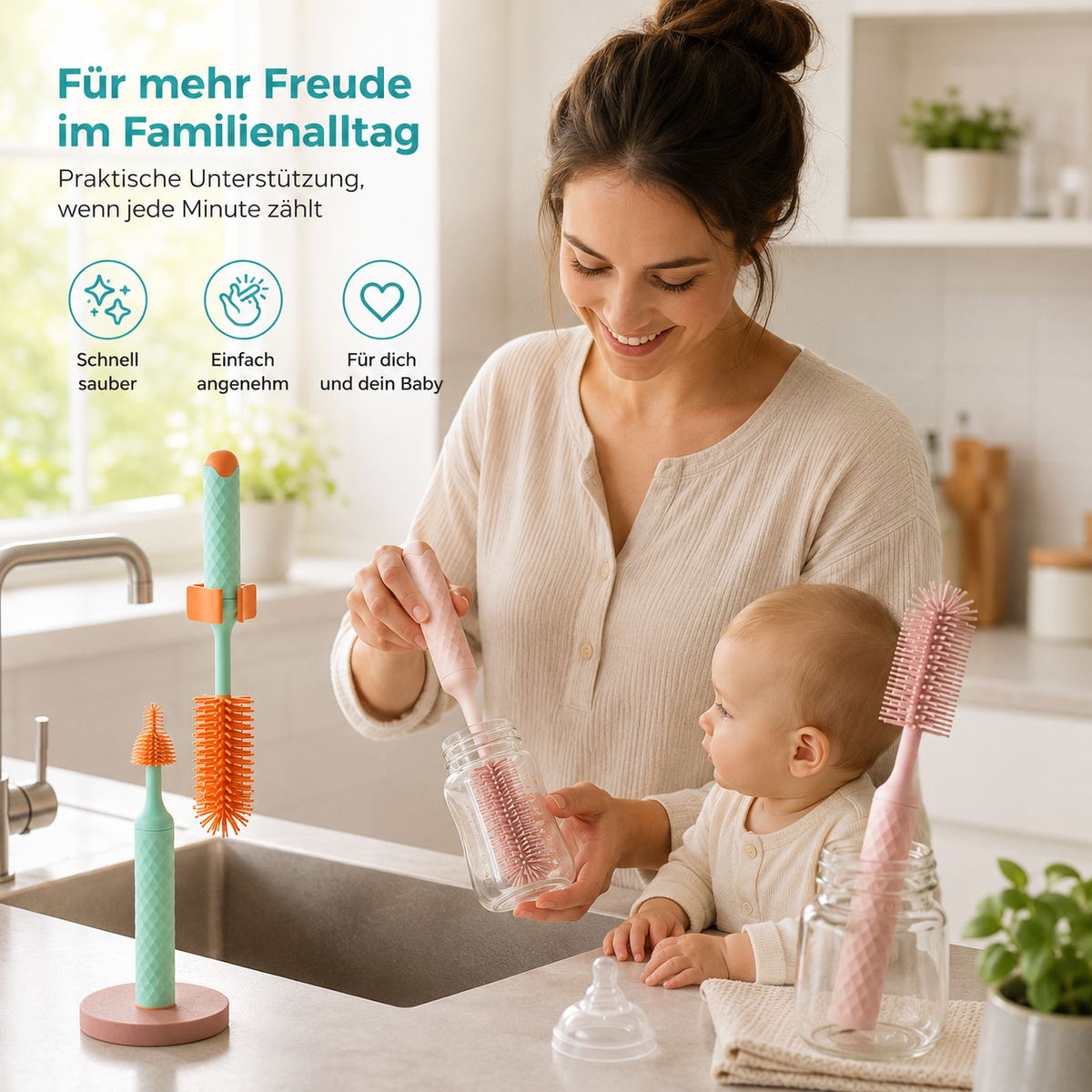 Elektrische Babyflaschenbürste – 360° Reinigung & Akku Leistung