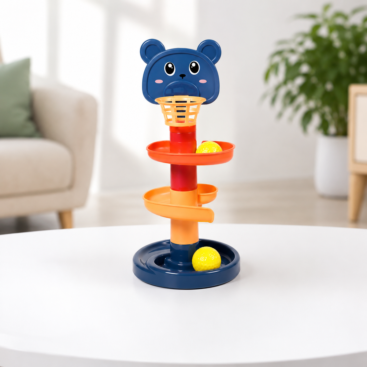 Bunter Rollenball Turm für Kinder 2 Schichten+2 Bälle (Höhe 20cm)