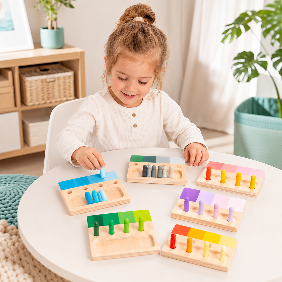Montessori Farblernspiel aus Holz – Farben spielerisch entdecken!