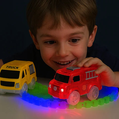 Leuchtende Rennwagen für Magic Tracks – mehr Bahn-Aktion