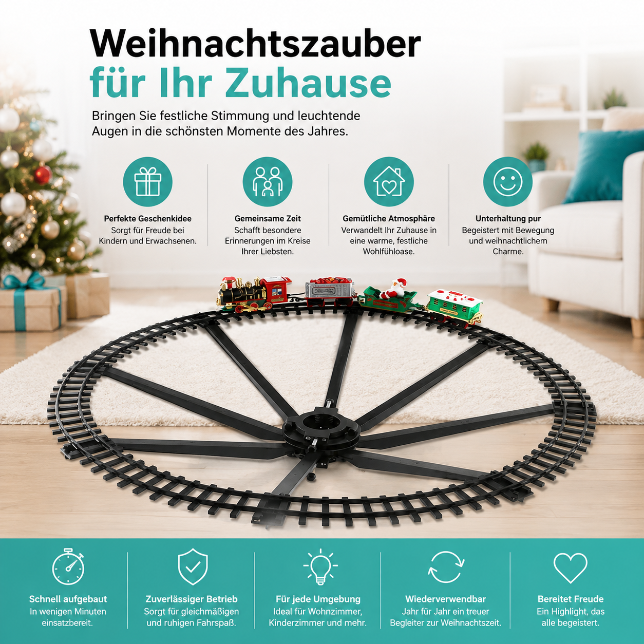 Weihnachtszug mit Licht & Musik für Kinder