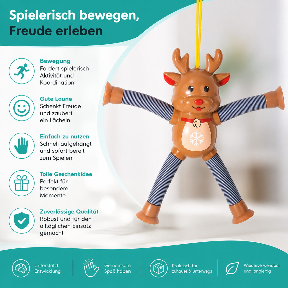 Dehnbare Weihnachtsfiguren – Weihnachtsmann, Schneemann, Elf & Lebkuchenmann