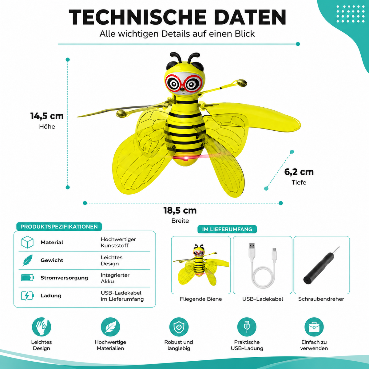 Fliegende Biene mit Gestensteuerung – Magischer Spielspaß mit Licht