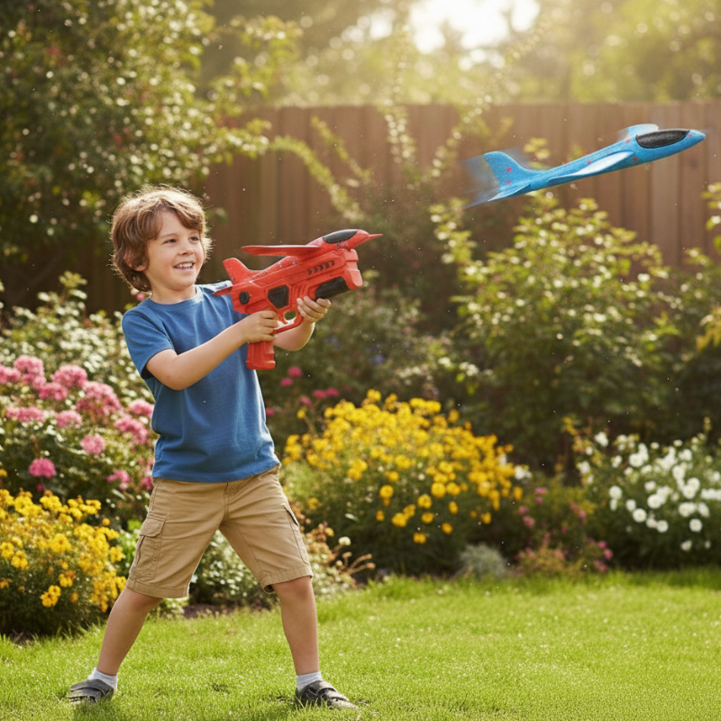 Schaumflugzeug Spielzeug mit Launcher für Kinder