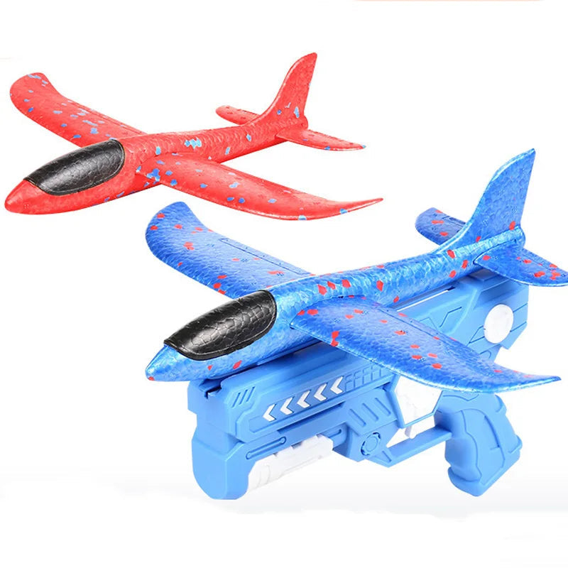 Schaumflugzeug Spielzeug mit Launcher für Kinder Blau
