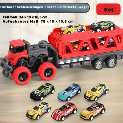 Großer Auto Transport Truck mit Rennwagen – Kinder Spielset Rot