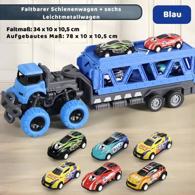 Großer Auto Transport Truck mit Rennwagen – Kinder Spielset Blau