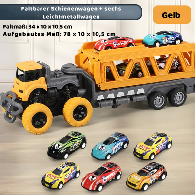 Großer Auto Transport Truck mit Rennwagen – Kinder Spielset Gelb