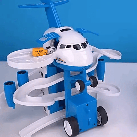 Großes Flugzeug Parkhaus mit Autos & Musik – Geschenk für Kids