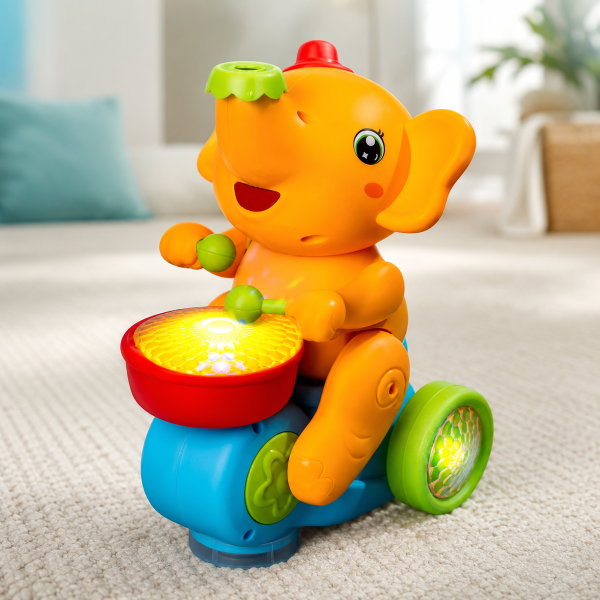 Gehendes Elefanten Musikspielzeug für Babys – mit Licht & klang Gelb
