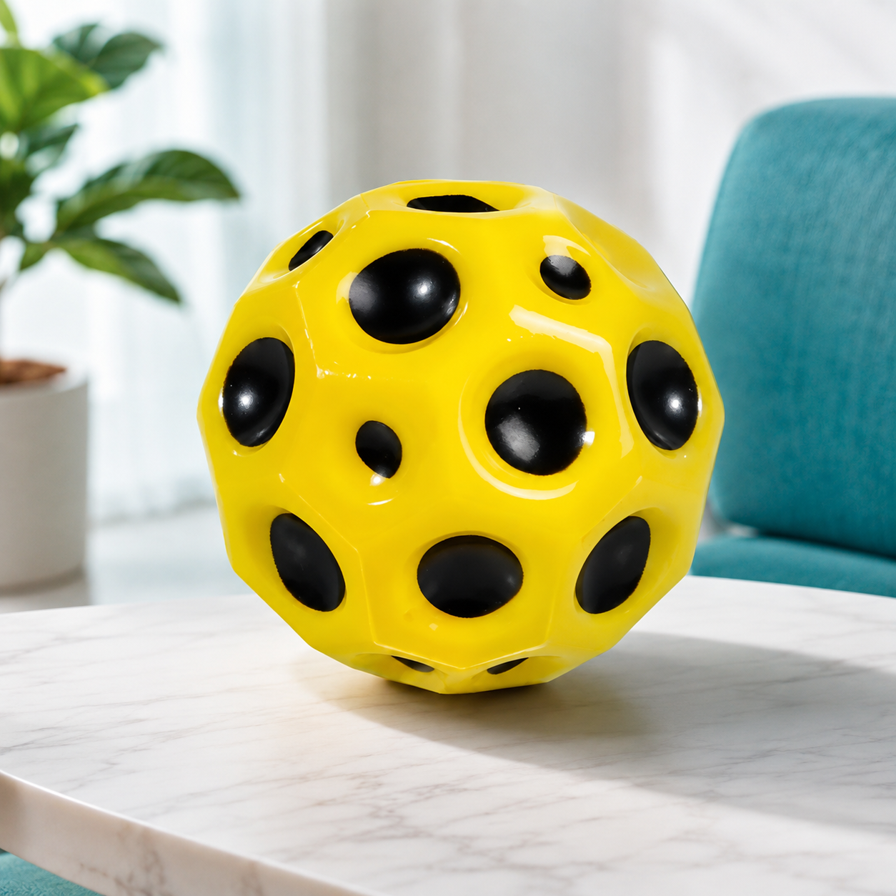 Hochelastischer Lochball – Weicher Sprung- & Stressball für draußen Gelb