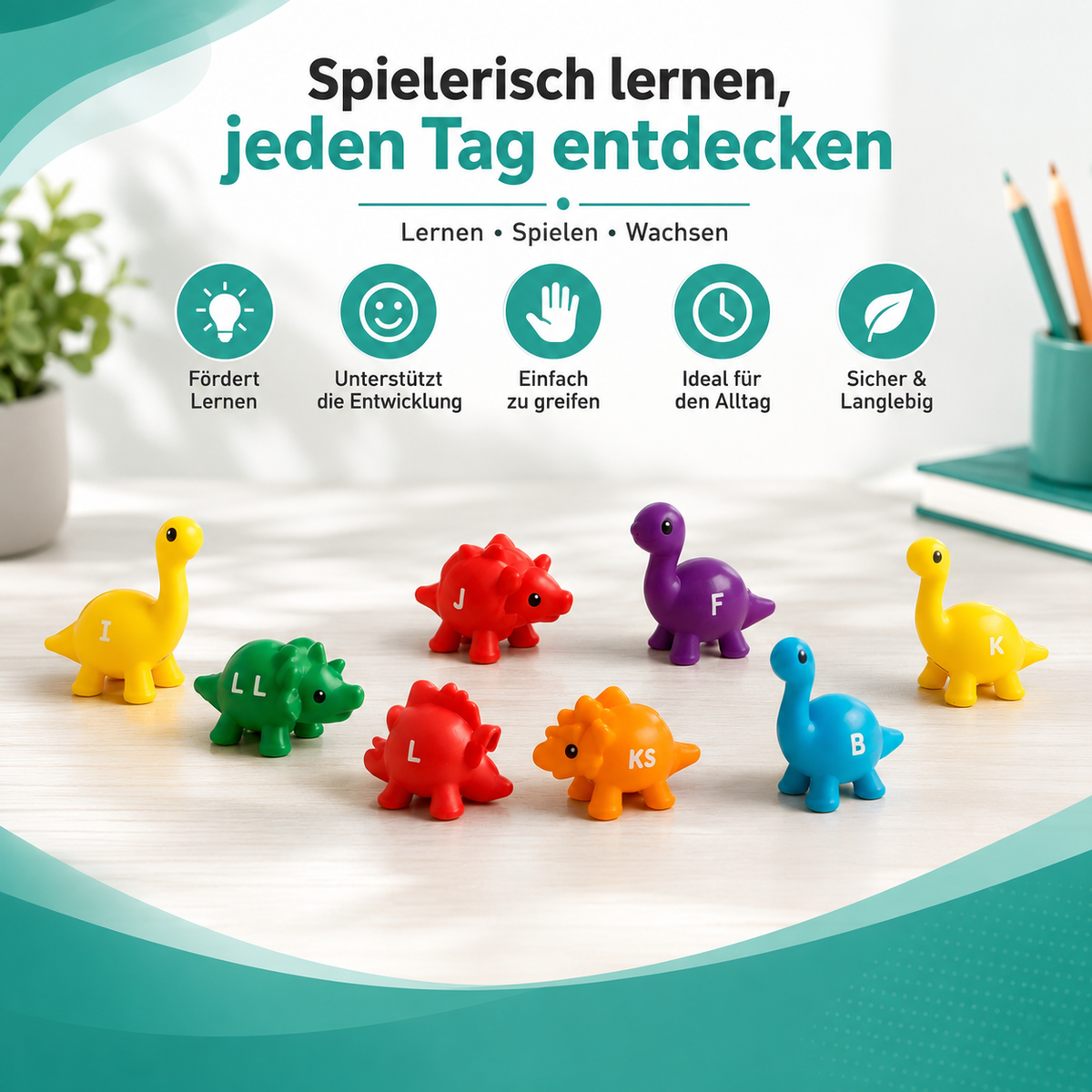 Dinosaurier Lernspielzeug – Farben, Zahlen & Buchstaben spielerisch entdecken