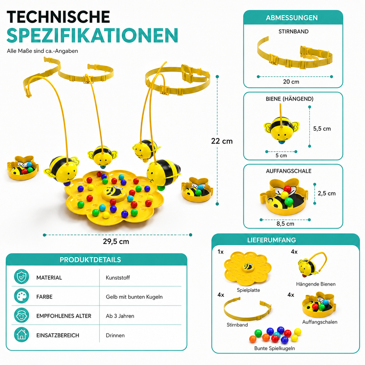 Bienen Stirnband Herausforderung– Cleveres Spiel für Kinder und Familie