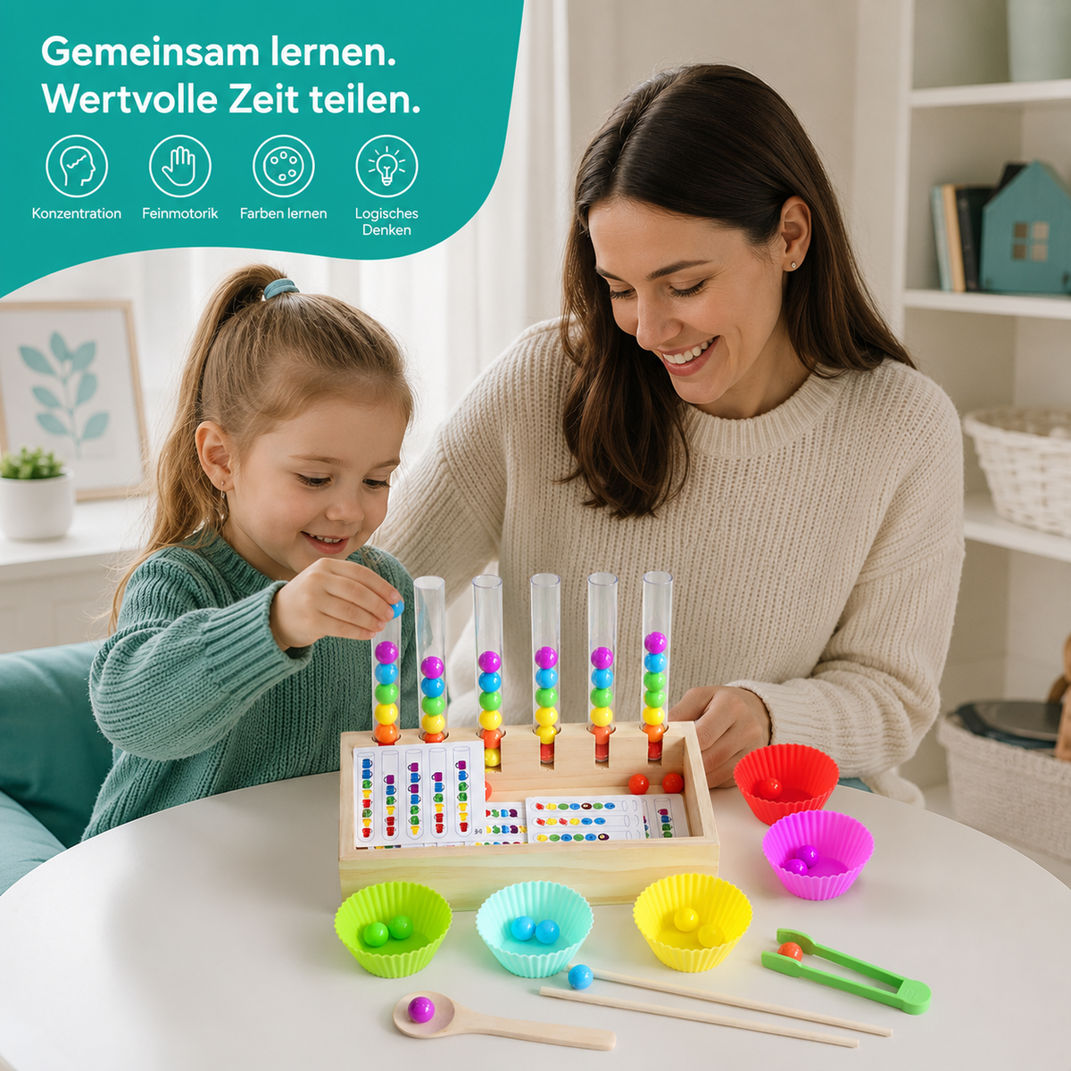 Montessori Farbperlen-Spiel – Lernen, Sortieren & Spaß!