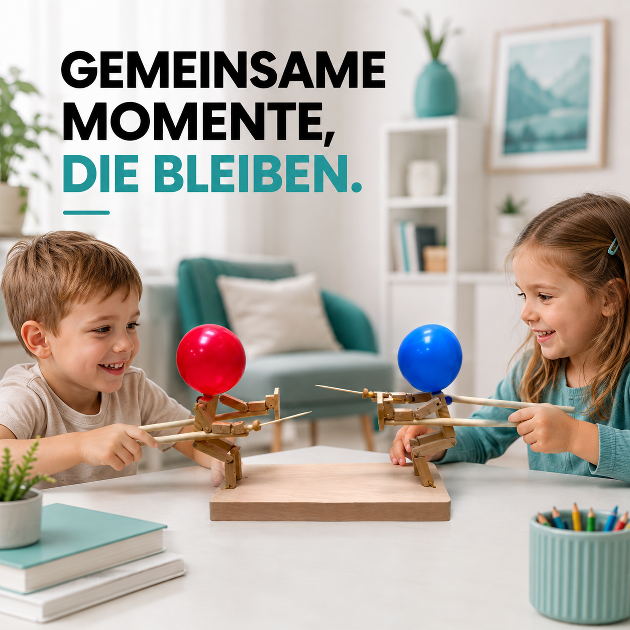 Holzfiguren Ballon Spiel für Kinder