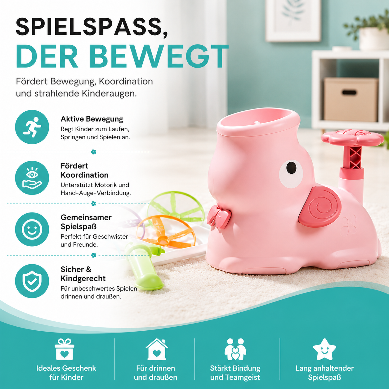 Air Rakete Spielzeug für Kinder – Raketen Launcher mit Tierdesign