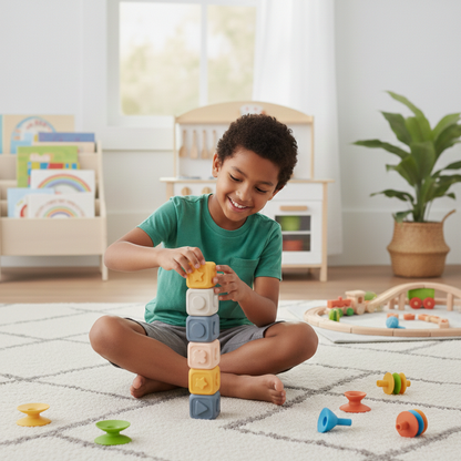 Weich Silicone Montessori Blöcke – Lernen, Stapeln & Spielen
