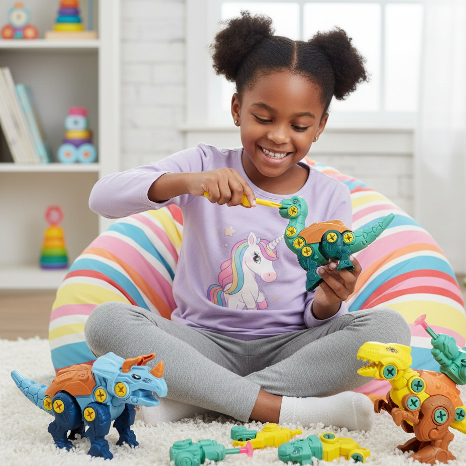 3-in-1 DIY Dino Schraubspielzeug – Lernen, Bauen & Staunen
