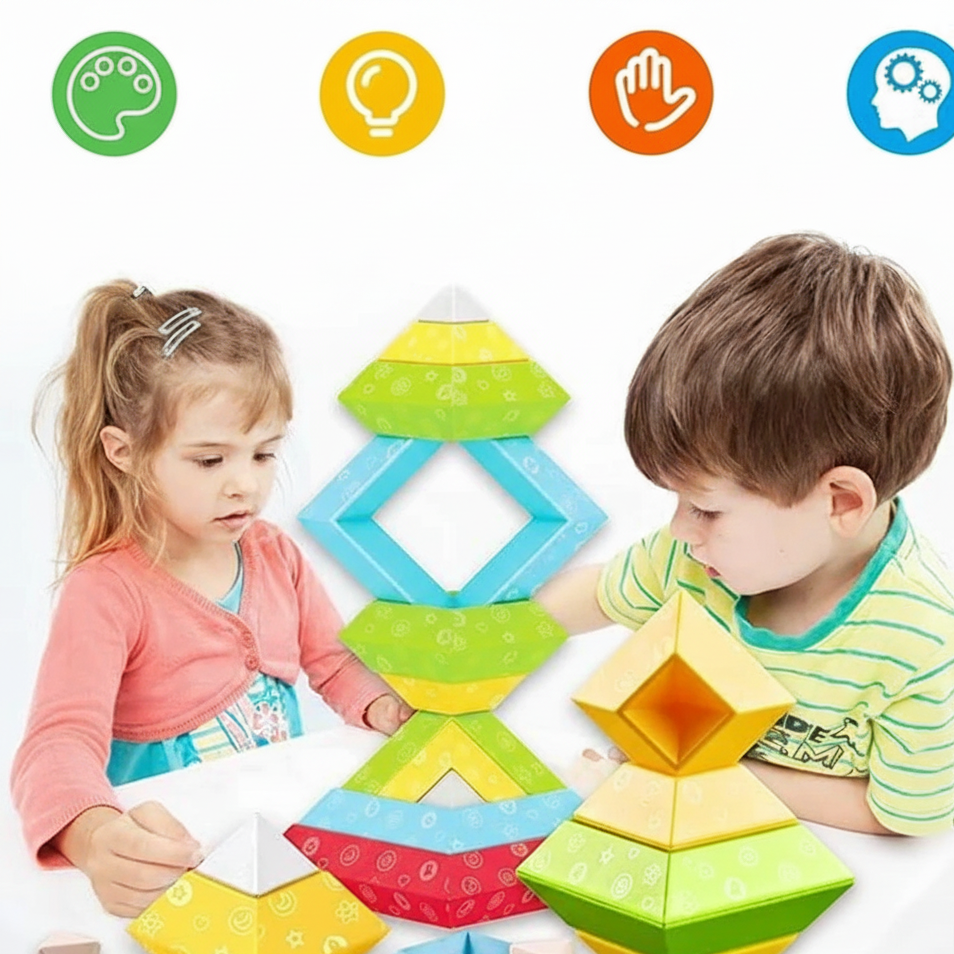 Montessori Pyramiden-Stacking Satz – 30 Bausteine für Kreativität