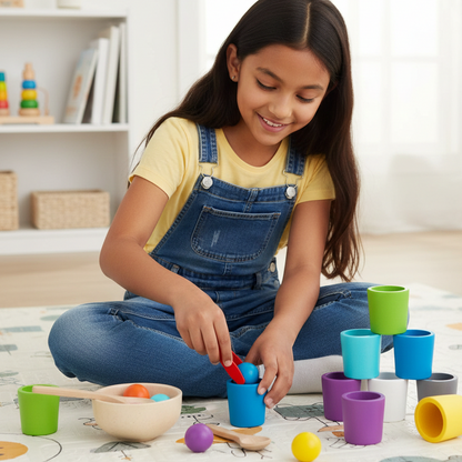Montessori Farbspiel-Becher – Farben & Formen spielerisch lernenc