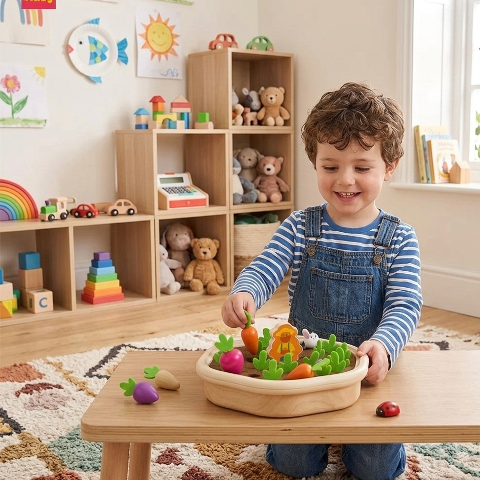 Montessori Karotten Ernte Spiel – Motorik & Gedächtnis fördern
