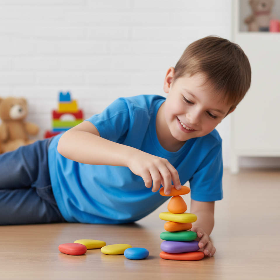 Rainbow Pebbles Montessori Lernspiel – Fördert Kreativität & Denken