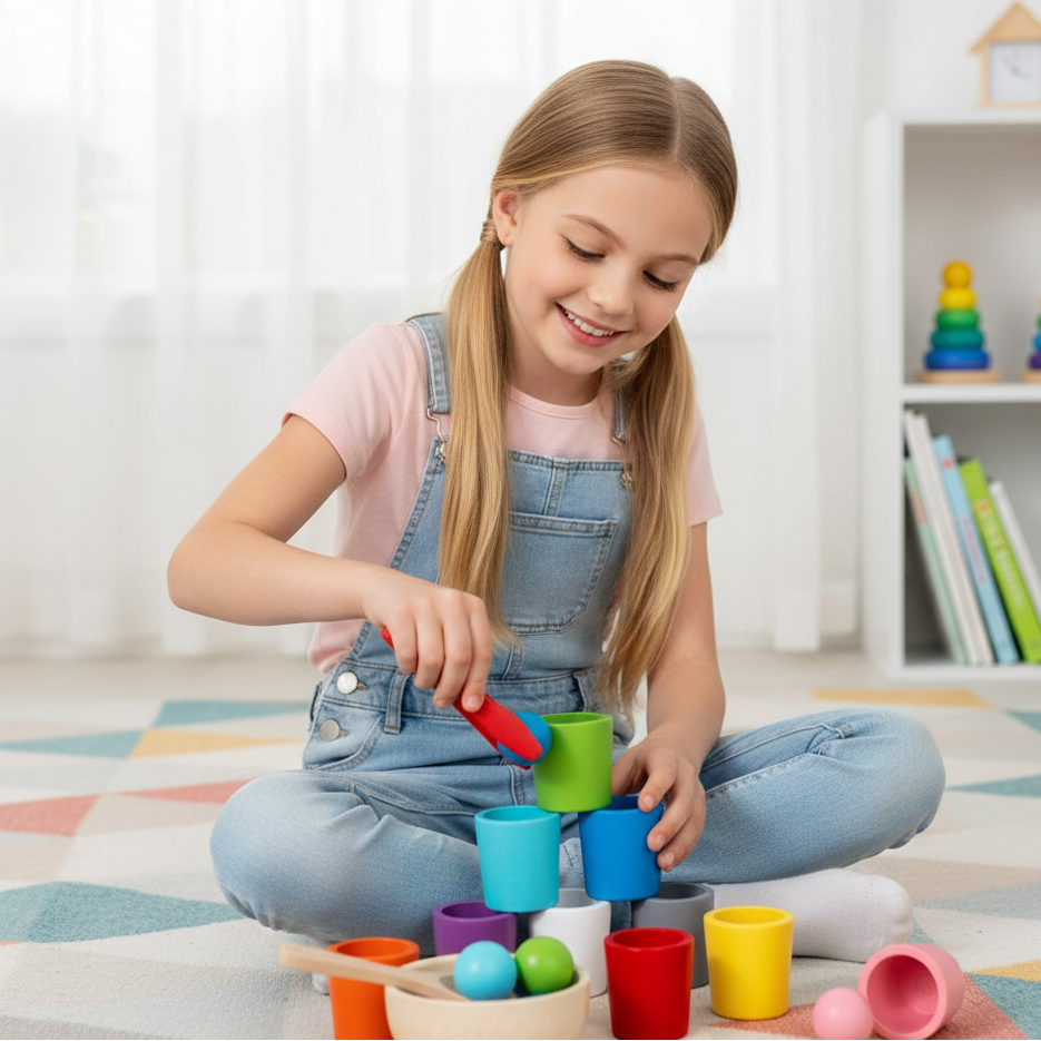 Montessori Farbspiel-Becher – Farben & Formen spielerisch lernenc