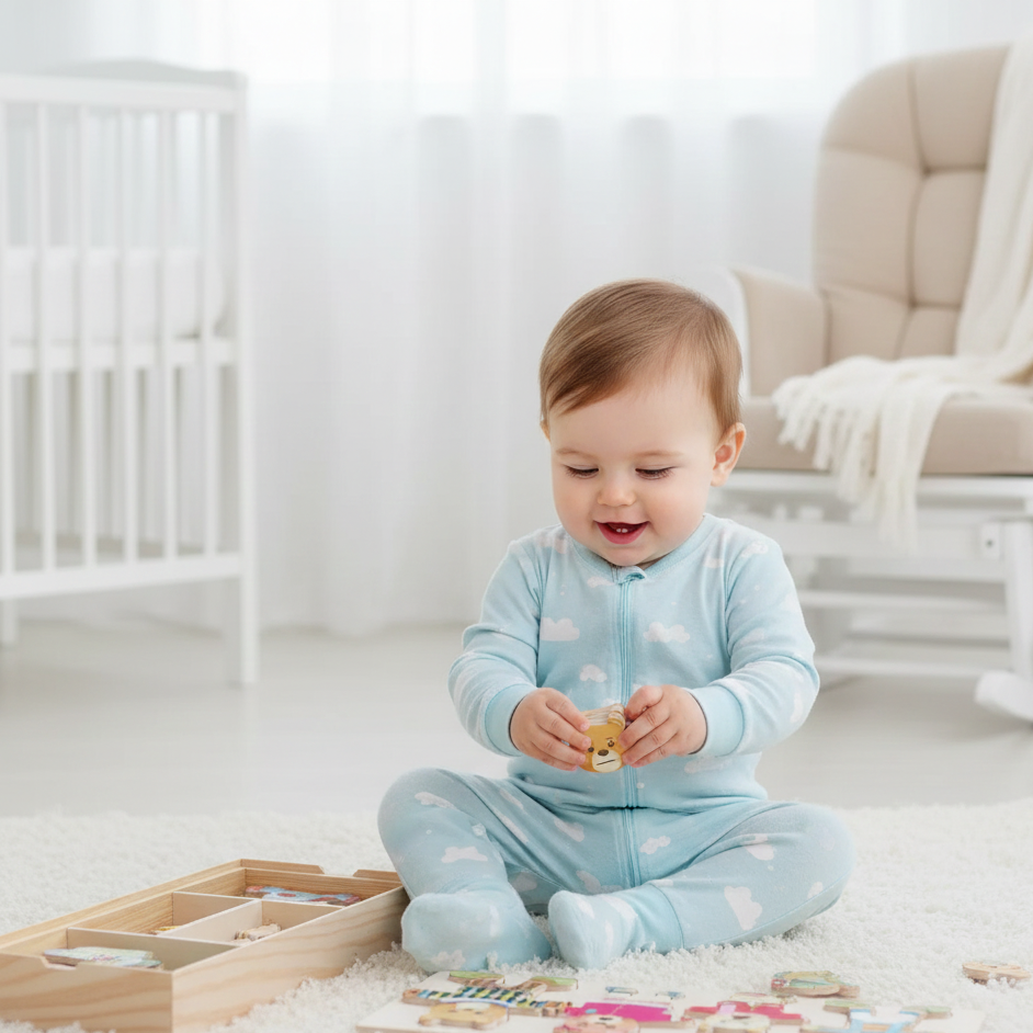 Lernspielzeug aus Holz – Tierpuzzle zum Formen- & Outfitwechsel