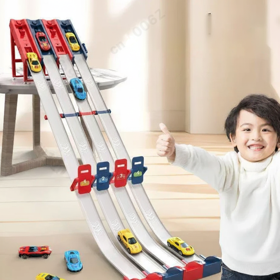 Rennbahn-Action für Kids – Katapult Railcar Spielset mit Alloy Cars