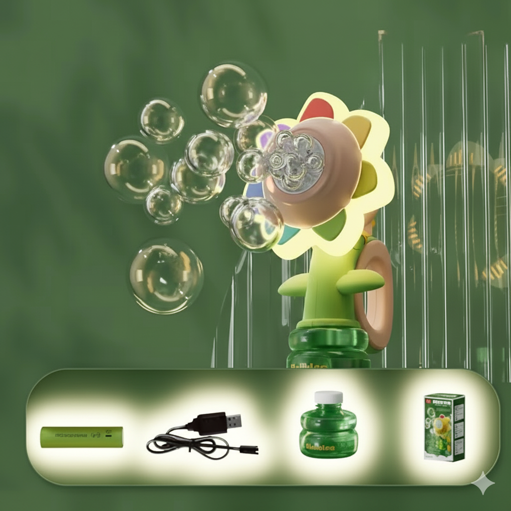 Wiederaufladbare tanzende Blume mit Licht und Seifenblasen