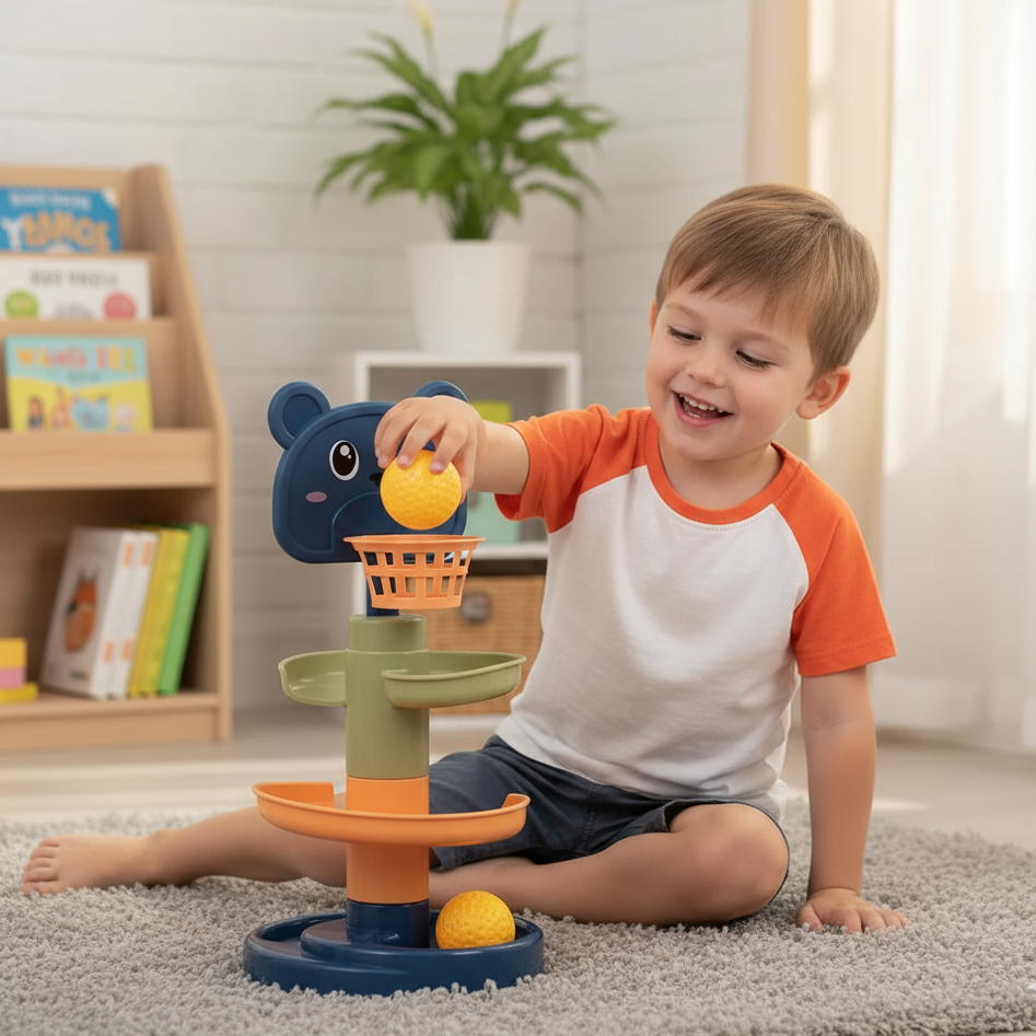 Bunte Rollen Ball Turm– Spielend lernen & staunen