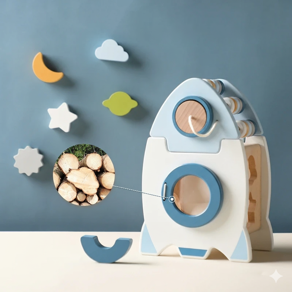 Montessori Holz-Rakete – Lernen, Staunen & Entdecken!