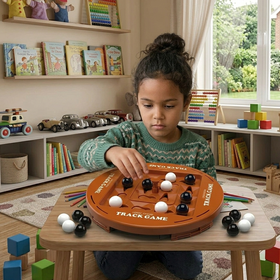 Montessori Logik Brettspiel mit Schiene-System