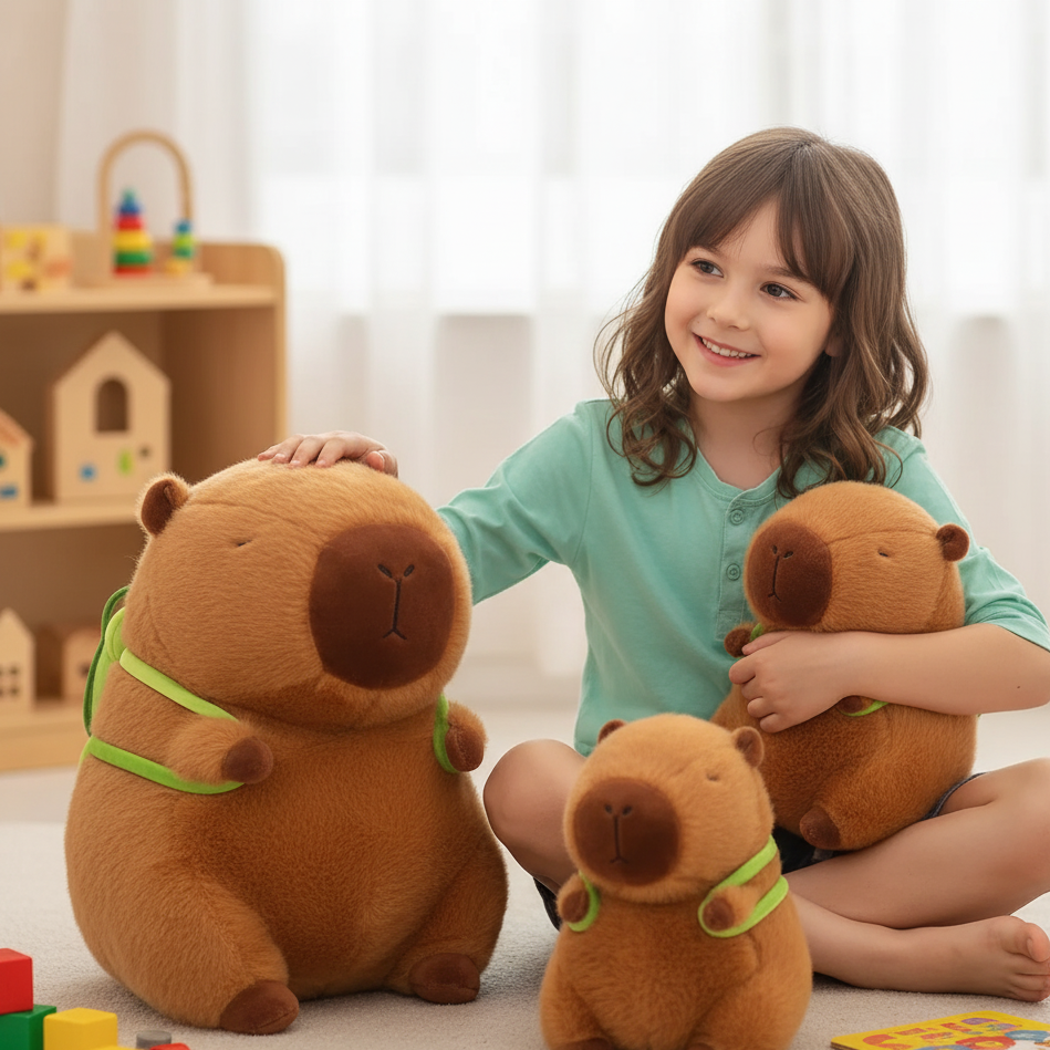 Kuscheliges Capybara Plüschtier – Mit süßem Schildkröten-Rucksack!