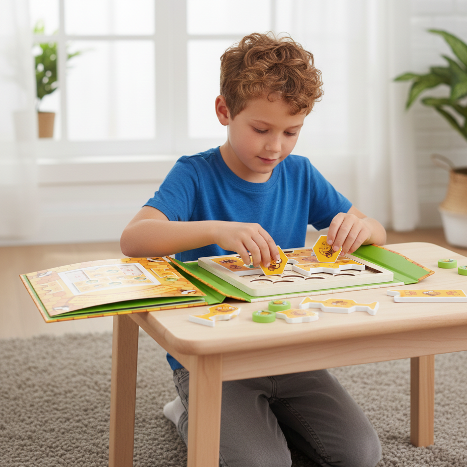 Kinder Holzspielzeug  Magnetisches Biene Puzzle für Logik & Kreativität
