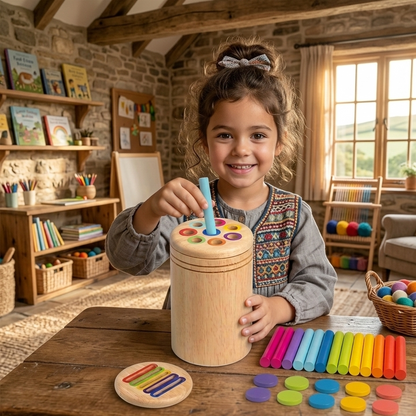 Holz Montessori Sortierspiel – Farben & Formen lernen