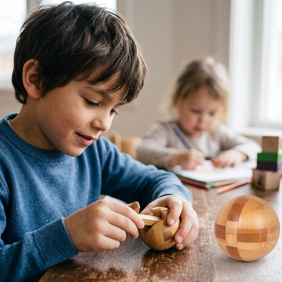 Holz IQ Puzzle – Kong Ming Denkspiel für Kinder & Erwachsene