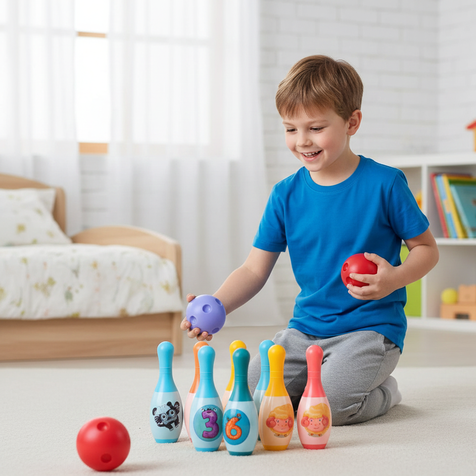 Lern-Bowling für Kinder – Spielen, Zählen & Bewegung vereint